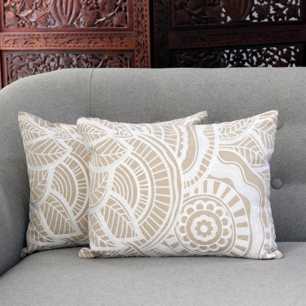 Mandala Bliss Mandala Pattern Embroidered Cotton Cushion Covers (Pair) Online Hot Sale