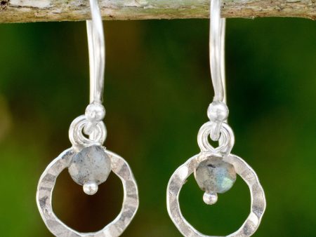 Rustic Modern Labradorite Silver Dangle Earrings Supply