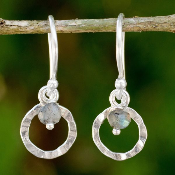 Rustic Modern Labradorite Silver Dangle Earrings Supply