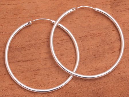 Simple Thoughts Sterling Silver Hoop Earrings For Cheap