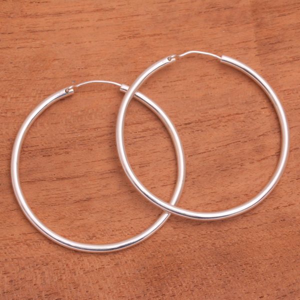 Simple Thoughts Sterling Silver Hoop Earrings For Cheap