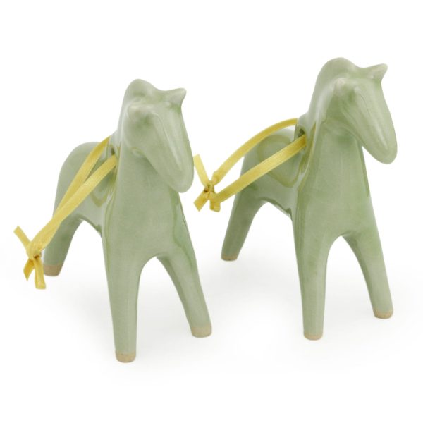 A Season For Horses Ceramic Ornament Set of 2 Fashion