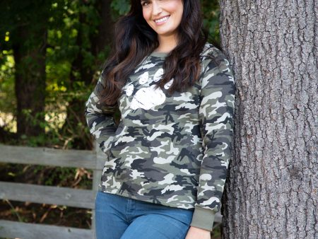 Distressed Paw Camouflage Sweatshirt Cheap