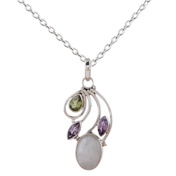 Majestic Harmony Multi-Gem Silver Necklace Online