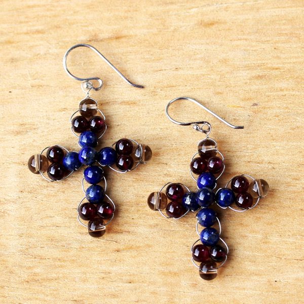 Precious Cross Multi-Gemstone Earrings on Sale