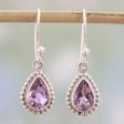 Radiant Lilac Amethyst Silver Teardrop Earrings Hot on Sale