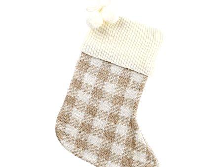 Tan Plaid Knit Stocking Cheap