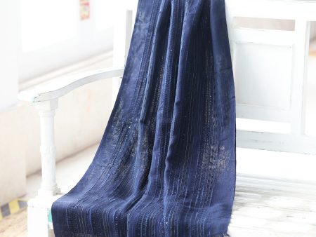 Sapphire Shimmer Embellished Viscose Blend Shawl in Indigo from India Cheap