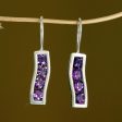 Ribbon Amethyst & Silver Drop Hook Earrings Online