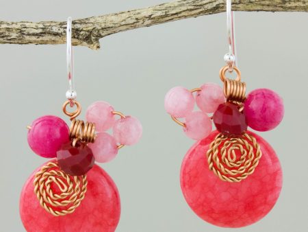 Moonlight Garden in Cerise Quartz & Silver Beaded Earrings Online now