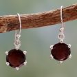 Scarlet Solitaire Sterling Silver Earrings For Sale