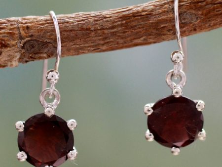 Scarlet Solitaire Sterling Silver Earrings For Sale