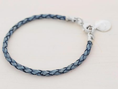 Walk of Life in Blue Silver Leather Charm Bracelet Online Hot Sale