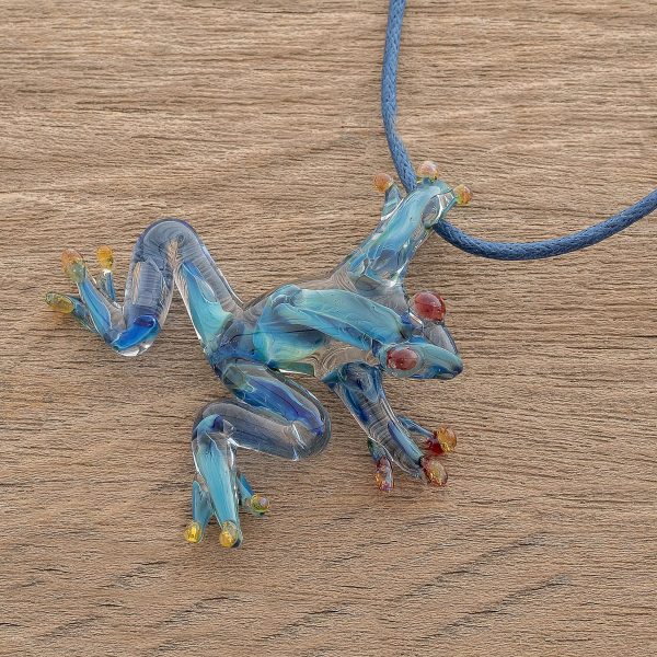 Red-Eyed Frog Glass Pendant Necklace on Sale