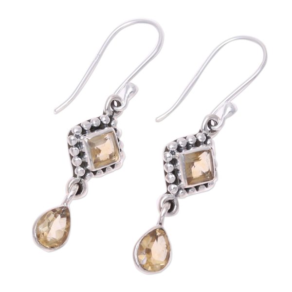 Shimmering Light Multi-Shape Citrine and Sterling Silver Dangle Earrings Hot on Sale