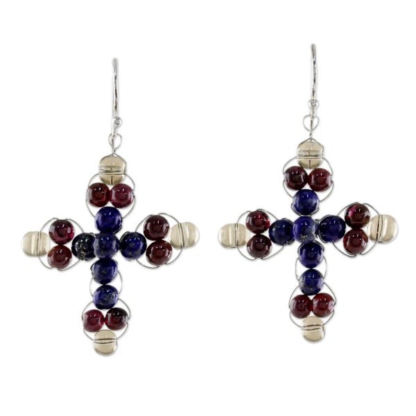 Precious Cross Multi-Gemstone Earrings on Sale