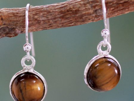 Lucky Hunch Tiger s Eye Silver Dangle Earrings Online Sale