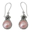 Pink Frangipani Pearl Silver Dangle Earrings Online Sale