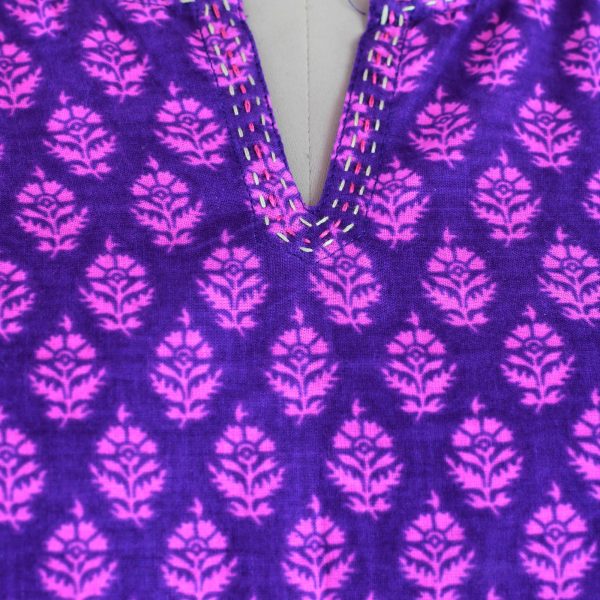 Radiant Orchid Blossom Purple Cotton Tunic For Sale