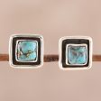 Mystic Frame Square Sterling Silver and Composite Turquoise Stud Earrings Online Hot Sale