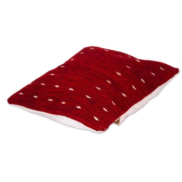 NOVICA  Red Hand Woven Wool Throw Pillow Cover,  Dotted Passion In Red  Cheap