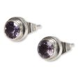 Purple Simplicity Amethyst Silver Stud Earrings Hot on Sale