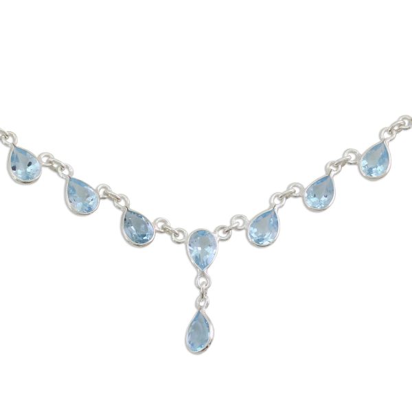 Raindrops Blue Topaz Sterling Pendant Necklace Cheap