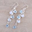 Morning Climber Blue Topaz Moonstone Earrings Online Hot Sale