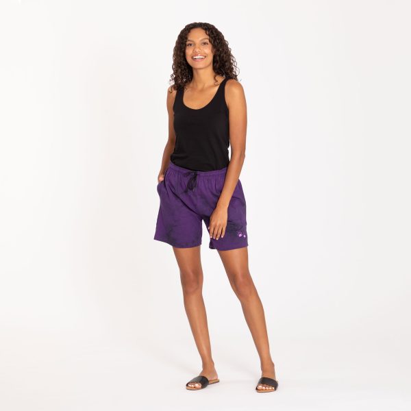 Purple Paw Tie-Dye Casual Shorts Hot on Sale