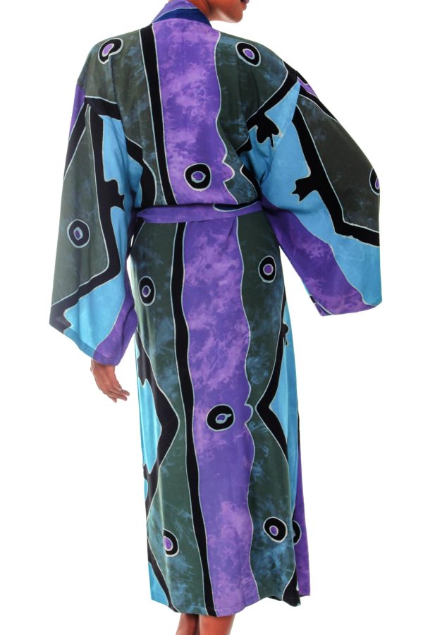 Seaside Blue Women s Batik Long Robe Sale