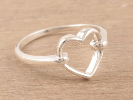 Luminous Heart Heart-Shaped Sterling Silver Band Ring from India Online