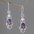 Queen of Flowers Amethyst & Pearl Dangle Earrings Hot on Sale