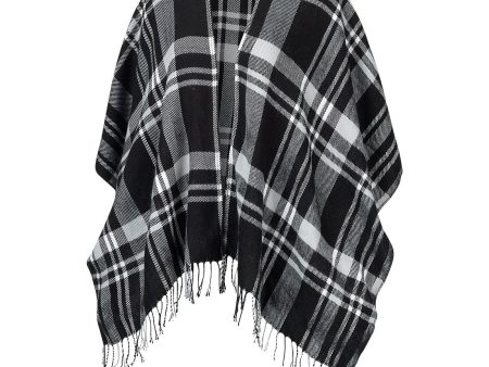 Black Plaid Kennedy Shawl For Discount