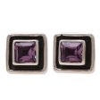 Regal Frame Square Amethyst Stud Earrings from India For Cheap