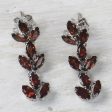 Radiant Red Leaves Garnet & Silver Dangle Earrings Online Hot Sale