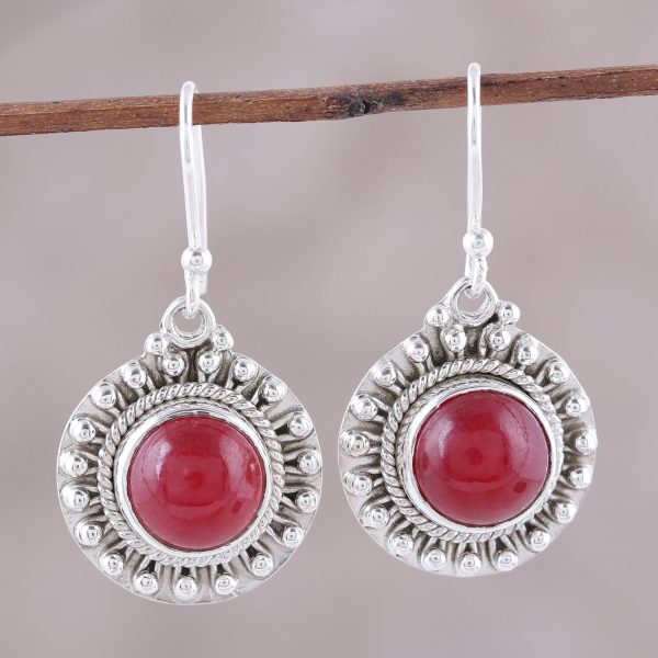 Red Mystique Jasper & Sterling Silver Earrings Discount