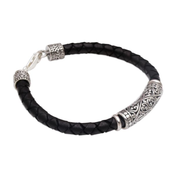 Lost Kingdom Sterling Silver Leather Bracelet Online Sale