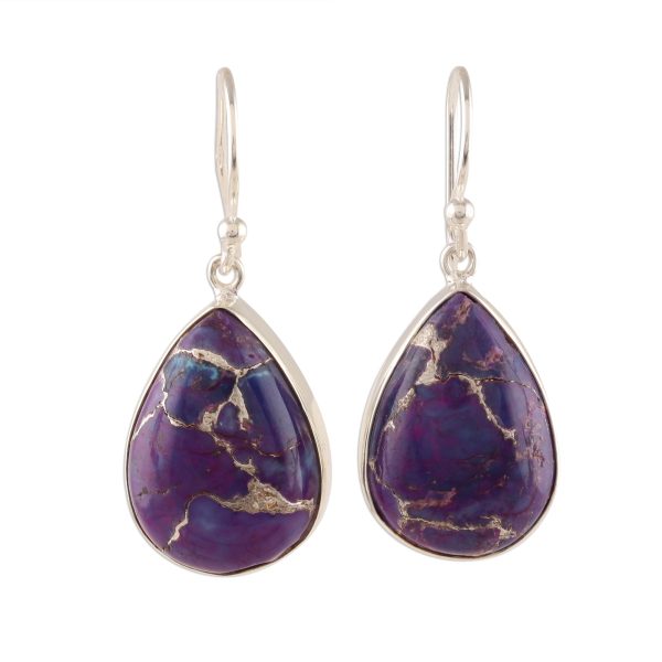 Regal Veins Purple Composite Turquoise Dangle Earrings from India Online Sale