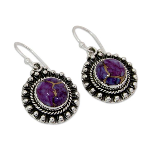 Purple Fire Turquoise & Silver Dangle Earrings Sale