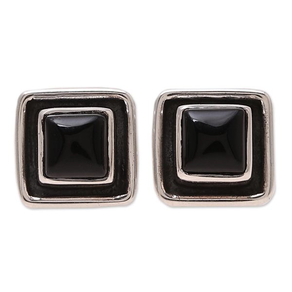 Midnight Frame Square Onyx Stud Earrings from India Discount