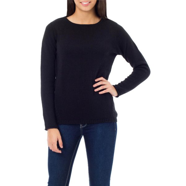 Puno Black Cotton & Alpaca Sweater For Sale