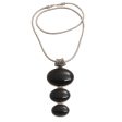 Night Ovals Onyx & Silver Pendant Necklace Fashion