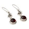 Misty Moon Garnet Silver Dangle Earrings Cheap