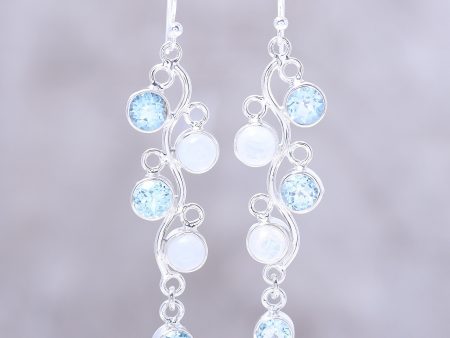 Morning Climber Blue Topaz Moonstone Earrings Online Hot Sale