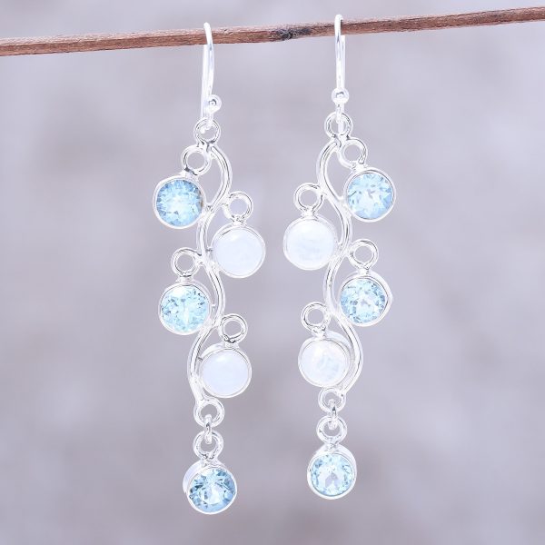 Morning Climber Blue Topaz Moonstone Earrings Online Hot Sale