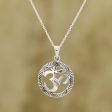 Meditative Medallion Sterling Silver Om Pendant Necklace from India Sale