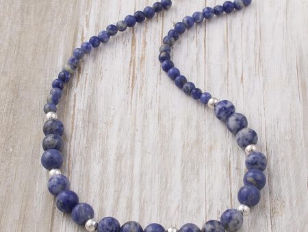 Ocean Dew Sodalite Silver Beaded Necklace Online