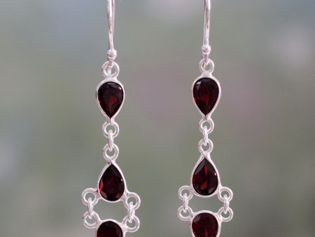 Mystic Wonder Garnet & Silver Dangle Earrings Online Hot Sale