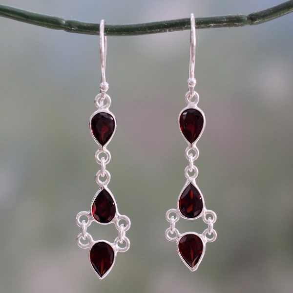 Mystic Wonder Garnet & Silver Dangle Earrings Online Hot Sale