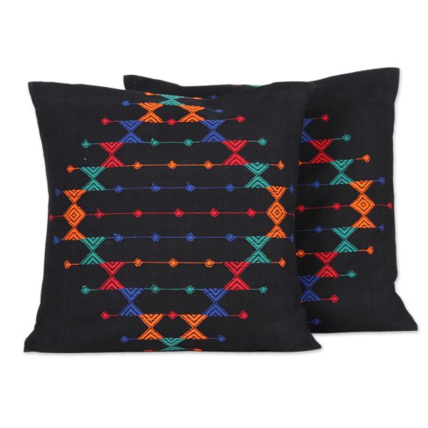 Multicolor Cotton Throw Pillow Cover,  Festival Galaxy  (Pair) on Sale